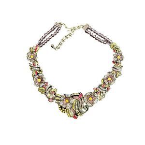 Stunning Lavintage Multicolor Rhinestones Flower Necklace